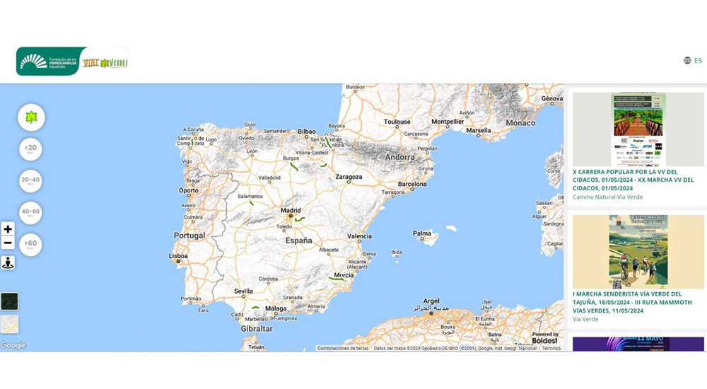 Mapa del Día Nacional de las Vías Verdes Mapa del Día Nacional de las Vías Verdes